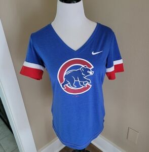 Nike Women's Blue and Red Cubs Dri-fit Short Sleeve Tee